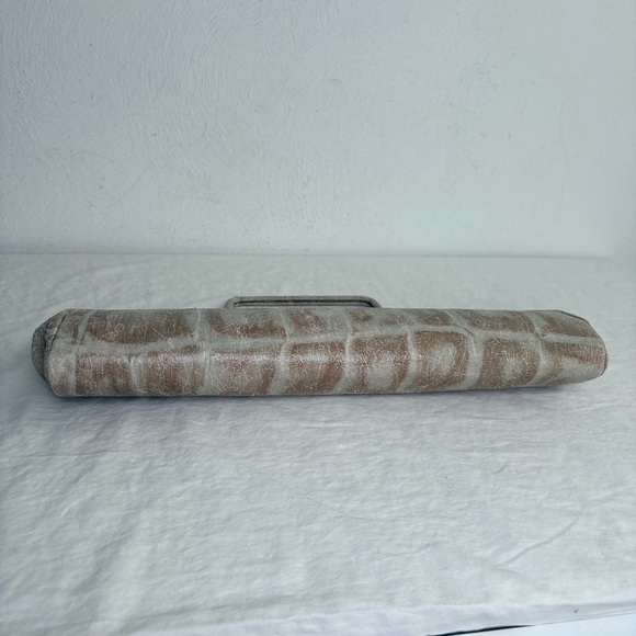 HOBO International Genuine Leather Neutral Animal Print Satchel Clutch Bag - Picture 10 of 17